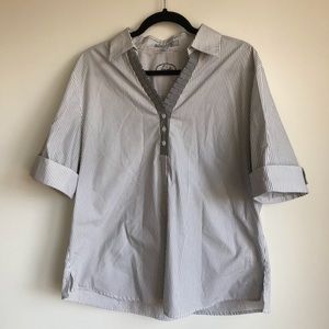 Foxcroft cuffed sleeve contrast pattern blouse